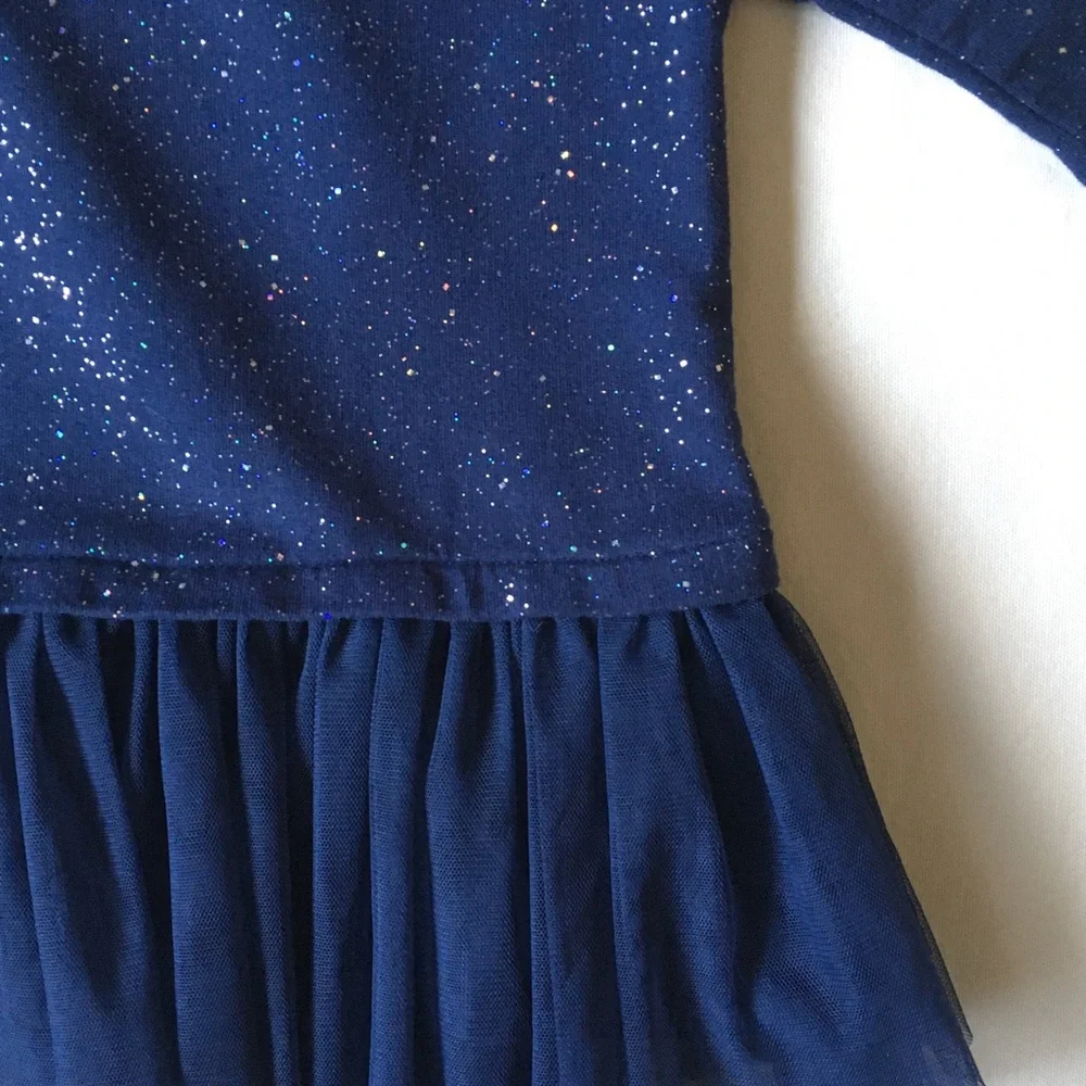 Oshkosh Dress Size 18 Months Tutu Skirt Navy Blue Sparkles on top worn once EUC